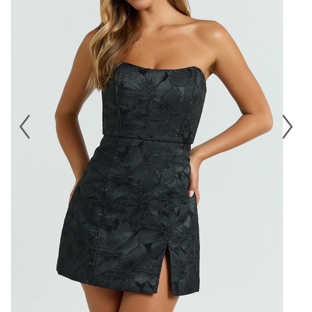 BRAILEY MINI DRESS - STRAPLESS DRESS IN BLACK JACQUARD